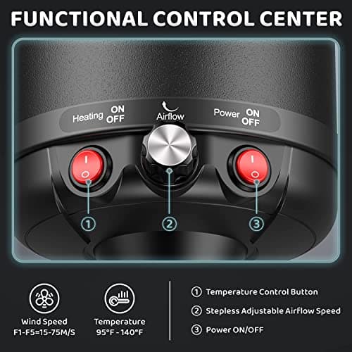 24x7 eMall Pet Hair Dryer, 5.2HP/ 3800W High Velocity Pet Blow Dryer with Heater for Grooming, Speed Temperature Adjustable Dog Blower Grooming Dryer with 3 Nozzles For Dogs And Cats. 5
