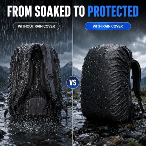 The Kitchen Prime Backpack Rain Cover Waterproof for School Bag, Laptop Bag & Travel Backpack | Dustproof Rain Cover with Storage Pouch | Elastic Adjustable Fit | Black 3