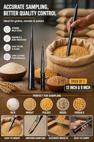 Parkhi Mild Steel Rice & Grain Sampler Set (Pack of 2 – 12 Inch & 9 Inch) – Heavy Duty Sampling Probe Tool for Wheat, Pulses & Storage Testing | Rust Resistant Food Grade Steel Sampler 5