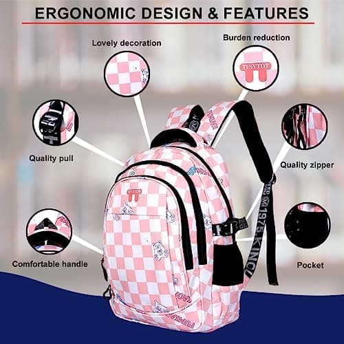 Tinytot 30 Litre, Stylish & Trendy Bag Water Resistant High Storage Heart Star Printed School Backpack College Backpack Travel Backpack Bag for Boys & Girls, 2nd Standard Onwards 18 Inch 2