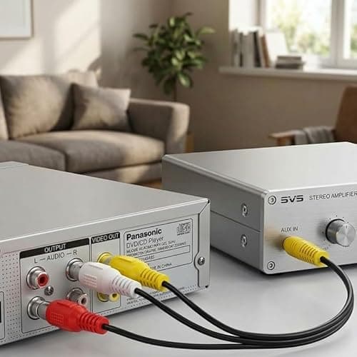 Erh India 3.5mm Male to 3 RCA Female AV Adapter AUX Cable – Stereo Jack to Red White Yellow Audio Video Converter for TV, Projector, DVD & Home Theater 5