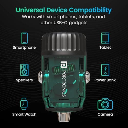 Portronics Car Power View 36W Car Charger, Dual Port (18W USB Type-A & 36W Type-C), Fast Charging, PPS Tech, Transparent Design, Safe Power Delivery for Multiple Devices (Black) 4