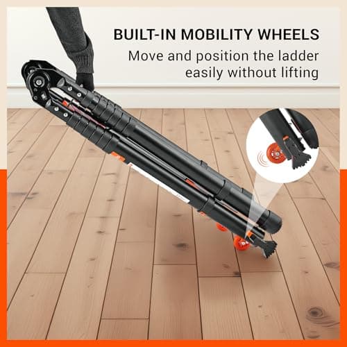 Bathla 20.5 Ft A-Type Foldable Steel Telescopic Ladder with Support Wheels | Portable, Compact & Multipurpose Ladder for Home, Industrial and Outdoor Use 5