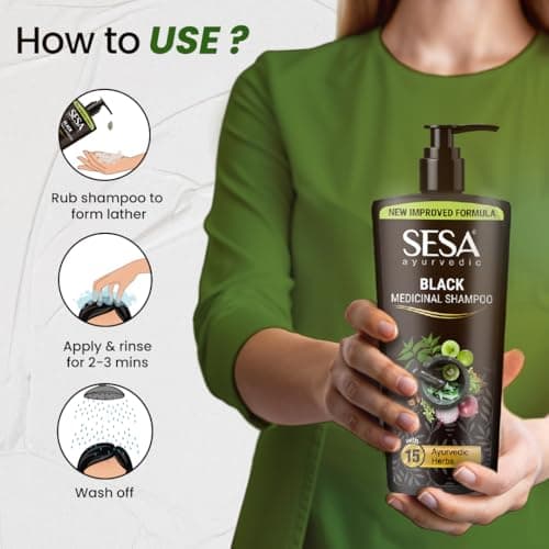 Sesa Ayurvedic Medicinal Shampoo Hairfall Control Anti Dandruff Shampoo Infused with 15 Ayurvedic Herbs Smooth & Shiny Hair For Men & Women (500 ml) 5