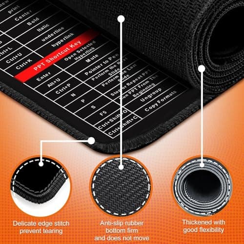 Keyboard Shortcut Mouse Pad, Office/Excel/Word/PPT Shortcuts Cheat Sheet Mat, Quick Key Super Large Anti-Slip Keyboard Pad wit Clear Shortcut Key Patterns (31.5 x 11.8 in) 5