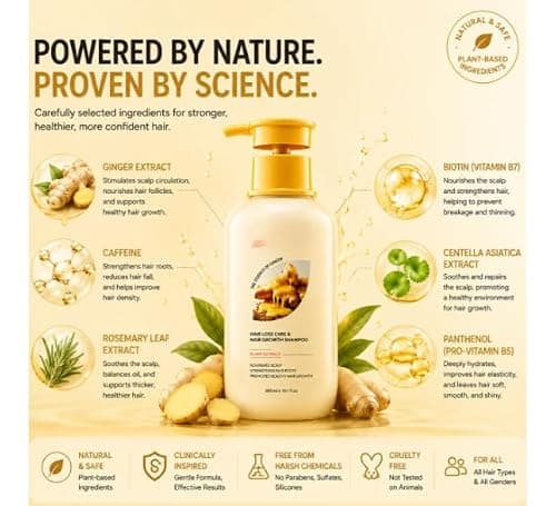 Anti-Hair Loss Shampoo for Men & Women | Nourishing Hair Fall Control Shampoo for Stronger, Healthier & Fuller Looking Hair | Daily Scalp & Hair Care Formula (Pack Of 3) 2