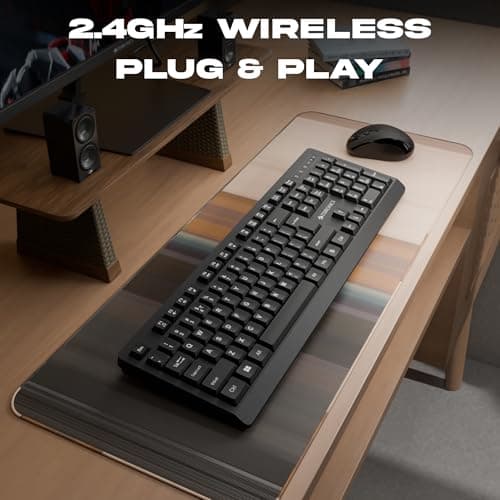Zebronics Wireless Keyboard & Mouse Combo, 104 UV-Coated Keys, ₹ Key, 12 Multimedia Keys, Retractable Stand, 4 Button Mouse, 1600 DPI, High Precision, USB Nano Receiver (Companion 116, Black) 2