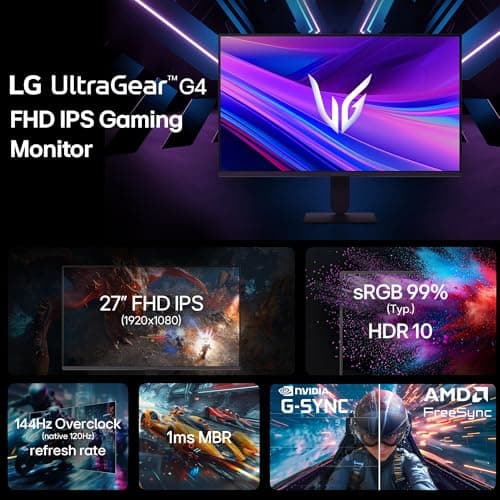 LG 27G411A 68.5 cm(27 Inch) Ultragear FHD(1920 x 1080) IPS Gaming Monitor, 1ms MBR, 144Hz (O/C), HDR10, NVIDIA G-Sync Compatible, AMD FreeSync, HDR10, HDMI, DP, HP Out, Anti-Glare, Slim Stand, Black 5
