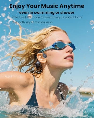 QMHL Swimming Headphones - Bone Conduction Bluetooth 6.0 Open Ear Sports Headset, IP68 Waterproof Built-in MP3 Player 32G Memory, for Running, Cycling (Black) 3