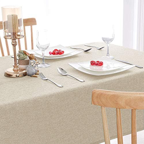 Khooti Jute Table Cover for 4 to 6 Seater | 50 x 75 Inches / 127 x 191 cm | Light Linen | Heat Resistant | Machine Washable | Table Cloth for Dining Table, Kitchen Table, Wedding, Birthday Party