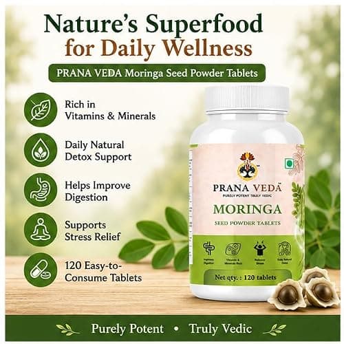 Moringa Seed Powder Tablets 120 Tablets | Natural Superfood Supplement for Immunity, Digestion, Energy & Detox | Rich in Vitamins, Minerals & Antioxidants | Herbal Wellness Tablets 3