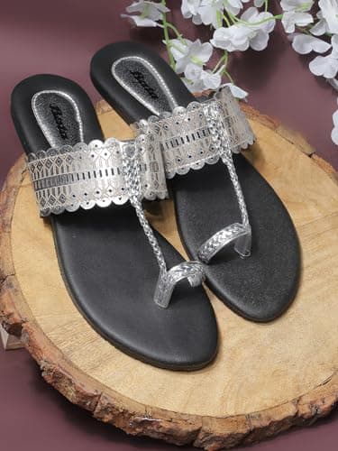 Bata Metallic Tr E Women's Silver Flat Sandals - 8 UK (5711431) 6