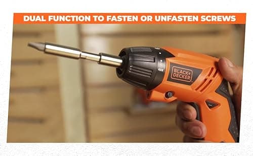 BLACK+DECKER KC4815 4.8V 200 RPM Cordless Screwdriver Set Ni-Cd (Nickel-Cadmium) with LED Worklight, 15-pieces Screw Bits Set & Adjustable Torque for Home & DIY Use, 1 Year Warranty, ORANGE & BLACK 6