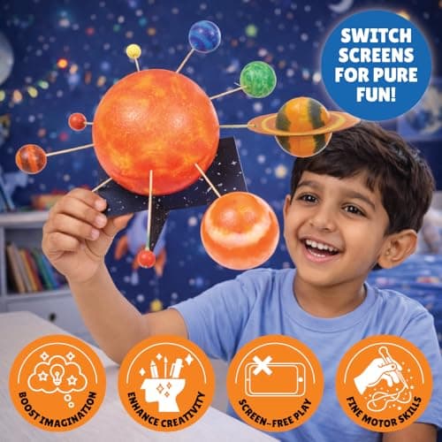 Kalakaram DIY Solar System Model Kit for Kids | DIY Space Toy for Kids Ages 5+ | Paint & Assemble Solar System Set | STEM Educational Toy for Projects & Science Facts | Learning & Craft Activity Kit 4