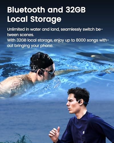 mojawa HaptiFit Terra Open Ear Bluetooth Bone Conduction Headphones with Mic and 32GB MP3, Waterproof Wireless Earphones for Workouts, Swimming and Running (Black) 4