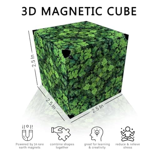 KitchVanta Shape Shifting Box Mystery Box – 3D Magnetic Fidget Cube Puzzle Toy, Over 70 Geometric Shapes, Stress Relief & Educational STEM Brain Teaser for Kids & Adults (Green Animal Theme) 2