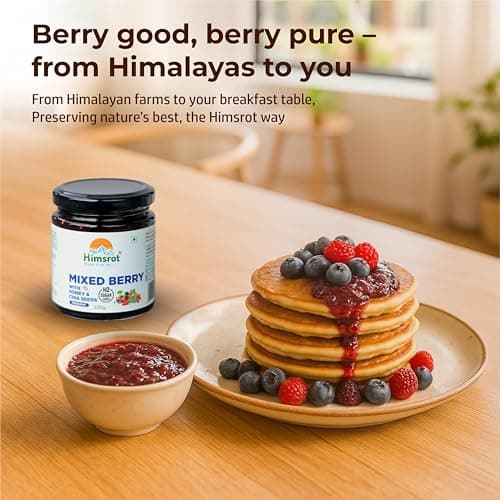 Mixed Berry Preserve with Honey & Chia Seeds | Smooth Fruit Spread for Breakfast | Made with Real Mixed Berries & Pure Honey | No Added Preservatives or Artificial Colors | 220g 5