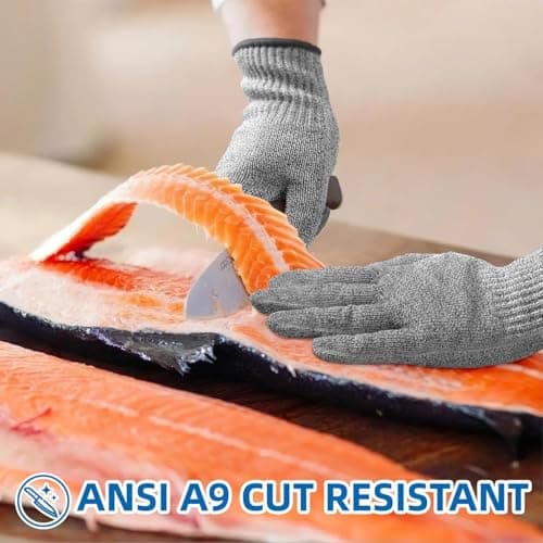 TEKCOOL Safety Industrial Gloves Anti Cut Resistant Level 5 Protection with Elastic Hand Fitting Heavy Duty Working Gloves (Free Size, Grey, 1 Pair) 5