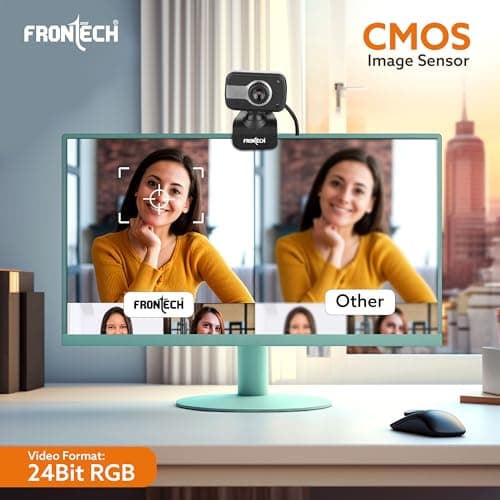 FRONTECH 2252 Digital Zoom Webcam with Full Stereo Dual Built-in Mics, 480 Pixel CMOS Camera, USB 2.0, Automatic White Balance, Flexible Mount - Black & Silver 3