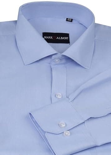 MARK & ALBERT Men's Slim Fit Cotton Formal Shirt Light Blue 5
