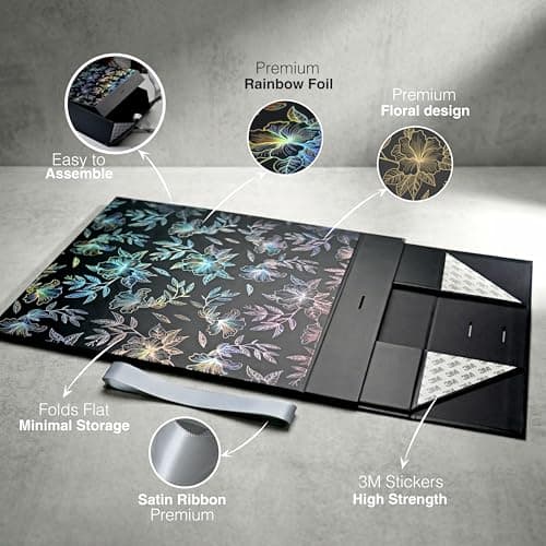 RBS®- LARGE Gift Box (34 x 33 x 10cm) Gift boxes for Packaging (1 Pack) Hamper Boxes for Gift Holds Upto 10 kg Gift Packing Box Gift Boxes for Gifting Hamper Box (L -Black Rainbow Floral) 3