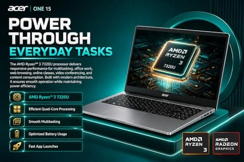 Acer One 15 Smart Laptop AO15-41M-G2 | AMD Ryzen 3 7320U | AMD Radeon 610M Graphics | 8GB LPDDR5 RAM | 256GB NVMe SSD | 15.6" FHD Display | Windows 11 Home + MS Office | Silver 3