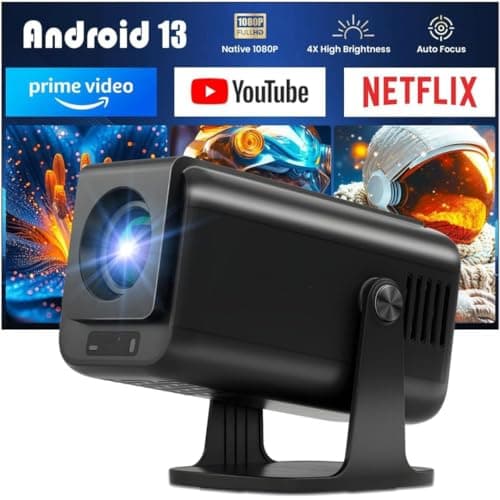 Punnkk Lumi Pro Fully Automatic Native 1080P Android 13, WiFi 6 & BT 5, Screen Mirroring Smart Projector, Auto Focus & Auto 4D Keystone, 4X Brighter, 4K HDR Support, 180 Degree Rotation 2 GB/16 GB 2