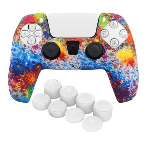 OIVO INDIA Colorful and White Thumbrgrip Set Controller Silicone Cover Case PS5 Controller Skin Anti Slip Protective Case Sleeve Compatible for Sony PlayStation 5 Remote (Combo of 2)