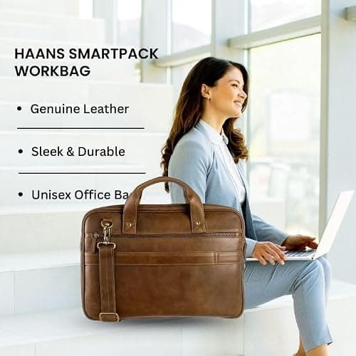 H HAANS - The Leather Store Smartpack Messenger Work Bag | Genuine Leather | Stylish & Durable | Everyday Use 5