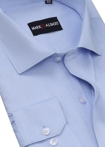 MARK & ALBERT Men's Slim Fit Cotton Formal Shirt Light Blue 4