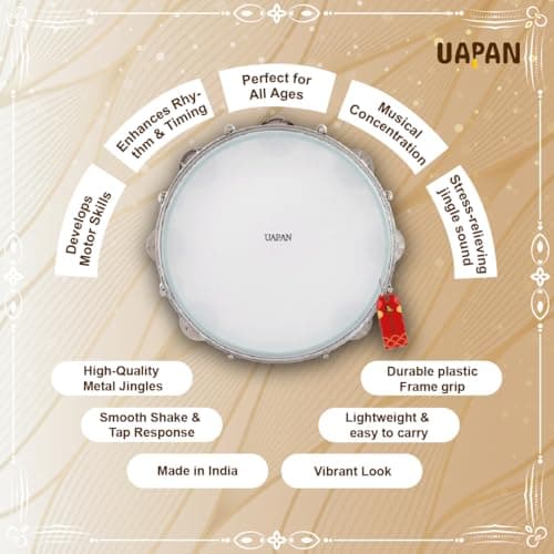 UAPAN Dafli Musical Instrument Dafli/Tambourine 10 inch Hand Percussion Musical Instrument (Blue tambourine) 3