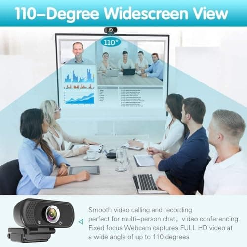 Webcam HD 1080p ,Live Streaming HD Camera with Stereo Microphone, PC Desktop or Laptop USB Webcam with 110 Degree View Angle, for Switch 2,Video Calling, Recording, Conferencing, Streaming, Gaming 4