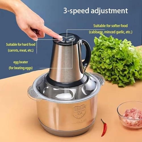 Yajunshi Electric Chopper 2L Stainless Steel | Heavy Duty Meat Grinder, Vegetable Chopper & Food Processor | Multipurpose Mixer Grinder Machine for Kitchen 3