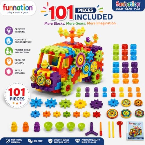 FUN NATION Miracle Bricks Building Blocks for Kids (2+ Years Boys & Girls) | 101 Pieces Creative Construction Toy | Educational Learning Toy for 3, 4, 5 Year Old Kids 2