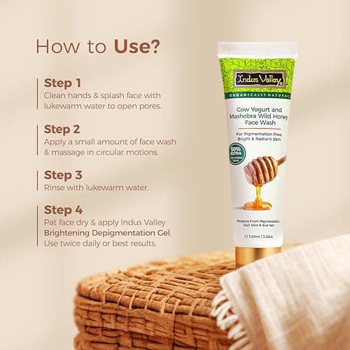 INDUS VALLEY Cow Yogurt Mashobra Honey & Papaya Cleansing Face Wash for Bright & Glowing Skin Reduces Spots Blemishes & Pigmentation Low Foam Men & Women (100gm + 50% Extra) 3
