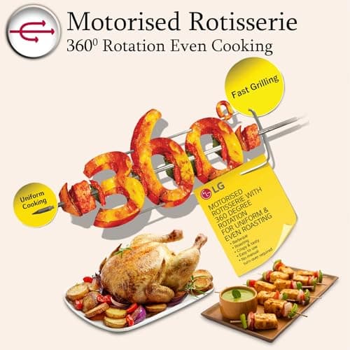 LG 28 L Convection Microwave Oven (MC2886BRUM, Black, 360° Motorised Rotisserie for Bar-be-queing, Diet Fry, Ghee in 12Mins, 251 Auto Cook Menu, Stainless steel cavity & Health Plus Menu) 3