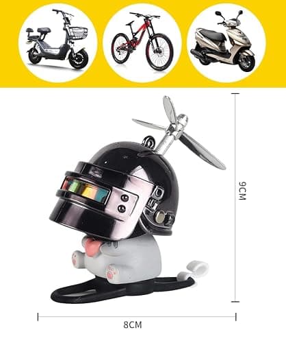 wolpin Bicycle Decor for Bike Car Dashboard Cute Cat with Helmet and Fan Car Interior Decoration Accessories Desk Decoration, Bicycle, Acrylonitrile Butadiene Styrene, 8cm, 3cm 3