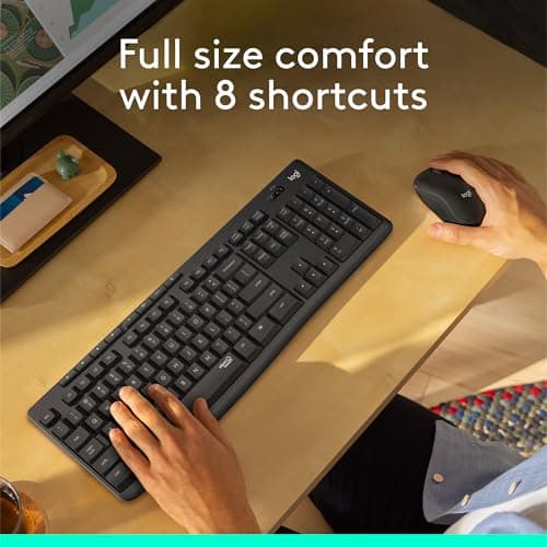 Logitech MK295 Silent Wireless Mouse & Keyboard Combo with SilentTouch Technology, Full Numpad, Advanced Optical Tracking, Lag-Free Wireless, 90% Less Noise - Black 3