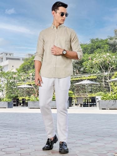 Thomas Scott Slim Fit | Button Down Collar | American Style Pocket | Long Sleeve | Shirts for Men (Available in Plus Size) Brown 5