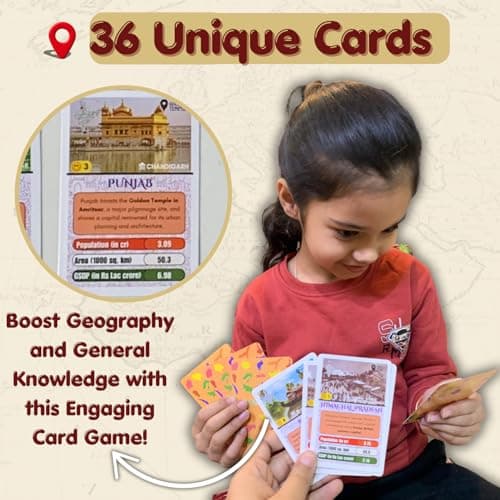 CocoMoco Kids States of India Trump Card Game for Kids, Learning Game and Educational Toy, Birthday Return Gift for Kids Ages 6-7, 8-10, 11-12 Year Old Boys and Girls 3