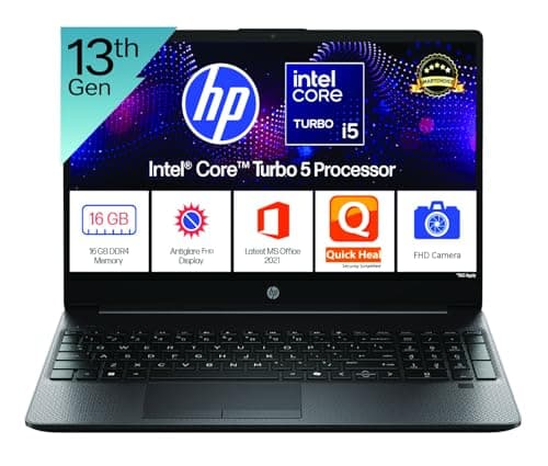 HP 15, 13th Gen Intel Core i5-1334U with Turbo Boost, 16GB DDR4, 512GB SSD, (Win 11 Pro, MSO21 Pro, Black, 1.6 kg), 15.6-inch FHD Laptop, Ultra Durable, Finger Print, Type-C, Quick Heal Anti Virus