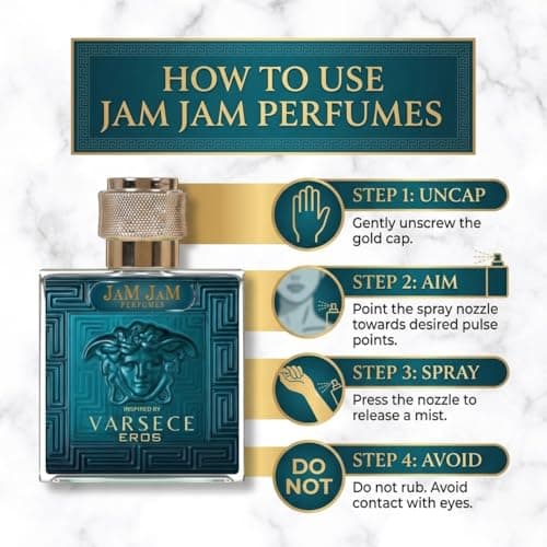 Perfume for men Inspired by Varsece Eros | Men’s Eau de Parfum Spray | Long Lasting Masculine Scent with Mint, Candy Apple & Vanilla | Premium Concentrated Fragrance | 50ml 5