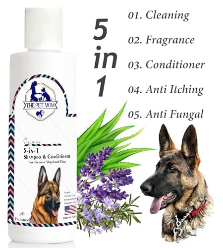 The Pet Mom Organic 5 in 1 Shampoo & Conditioner for German Shepherd Dog | Deep Cleans, Refreshing, Conditions, Anti Itching, Anti Fungal, Bad Odor| Dog Shampoo Conditioner for All Dogs Breed –200ml 2
