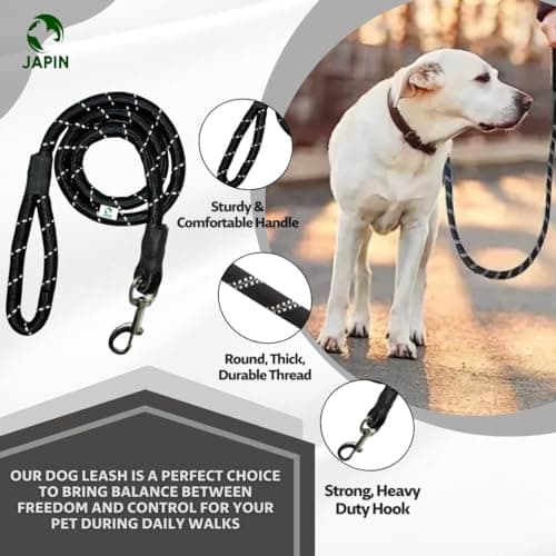 JAPIN Nylon Rope Dog Cord Leash Training Leash for Small to Large Dogs with Heavy Duty Hook (12 MM) 4