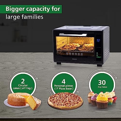 Philips HD6977/00 55 Litre Digital Oven Toaster Grill, 2000W, with Opti Temp Technology, Temperature control, Convection Mode, Chamber light and 11 preset menus, Inner Lamp 3