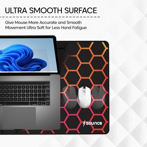 Sounce Large Gaming Desk Mat Hexagonal Design Waterproof Anti-Fray Extended Desk Pad Durable Anti-Skid Rubber Base Mousepad (800mm x 300mm x 3mm) for PC Setup Laptop Accessories Office Essential Multi 2
