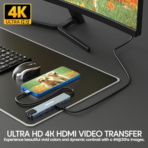 Sounce 8-in-1 USB-C Hub Dock | Premium Aluminum Type-C Adapter with 4K HDMI, 100Mbps Ethernet, USB 3.0, 100W PD Charging, TF/SD Card Reader | Universal for Mac & Windows USB-C Devices 5