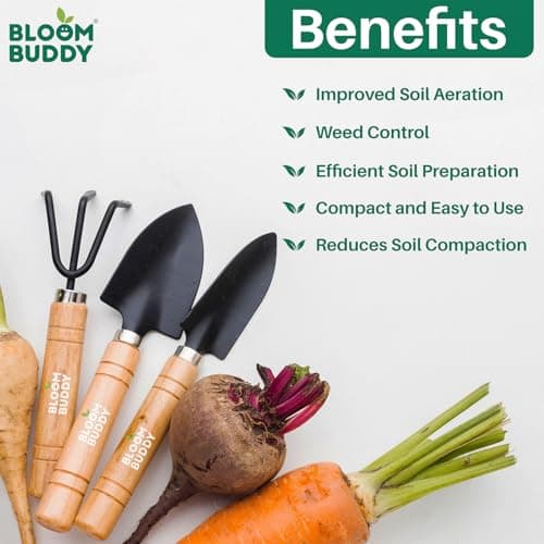 Bloombuddy Mini Gardening Tools Kit (7-inch) – Hand Cultivator, Trowel & Transplanter | Ideal for Home Garden, Bonsai, Succulents & Indoor Plants 5