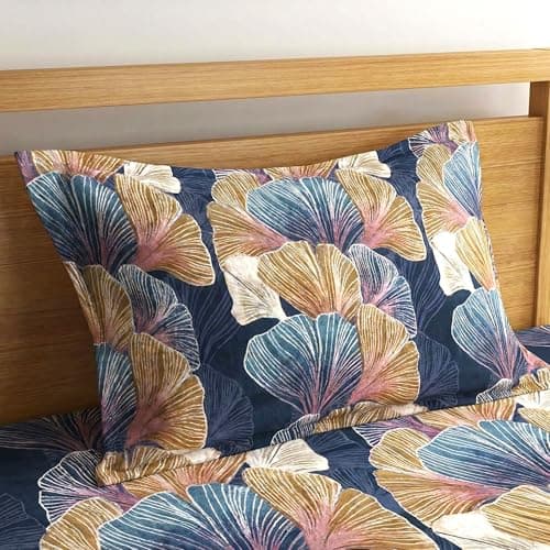 Fashion String Microfibre 144TC Midnight Ginkgo Bloom Single Bedsheet with 1 Pillow Cover 3
