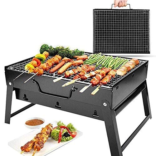 SHOPKART® Folding & Portable Outdoor Barbeque Grill Toaster Charcoal BBQ Grill Oven Home and Outdoor Barbecue Grill Carbon Steel, Black